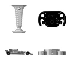 Isolated object of car and rally symbol. Collection of car and race vector icon for stock.