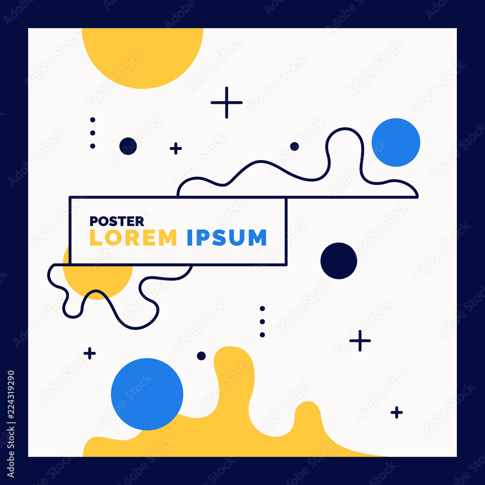 Poster trendy abstract background. composition of amorphous forms and lines.