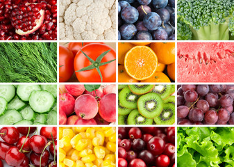 Background of fresh fruits and vegetables
