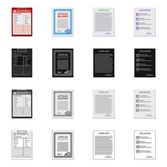 Vector design of form and document logo. Collection of form and mark stock symbol for web.