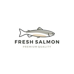 salmon fish logo seafood label badge vector sticker download