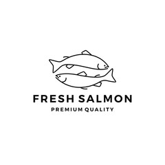 salmon fish logo seafood label badge vector sticker download