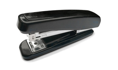 Black stapler isolated on white background
