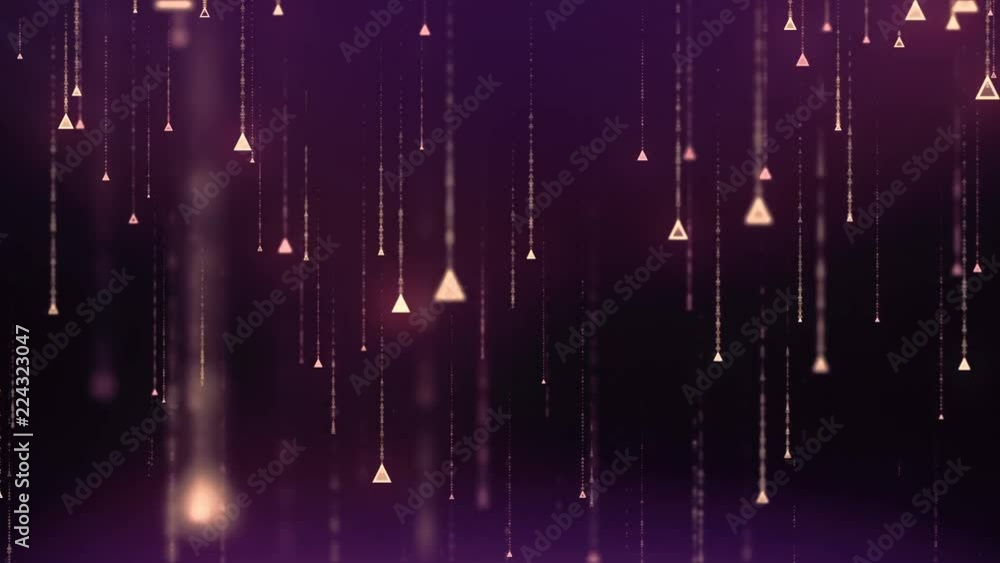Poster abstract background with animation falling glittering particles as festive rain. 4k, ultra hd resolu
