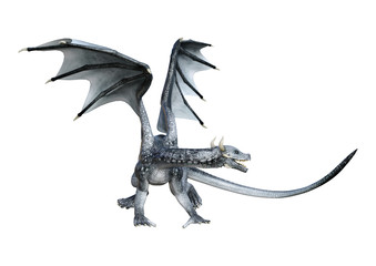 3D Rendering Fairy Tale Dragon on White