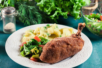 Chicken Kiev, breaded chicken breast
