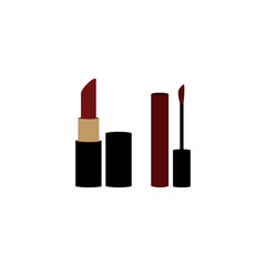 Lipstick and lip gloss icon. Vector icon on the white background