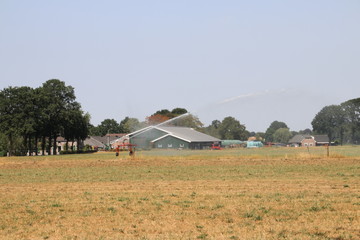 Brown dried fields caused by the dryness of the summer of 2018 in the Netherlands.