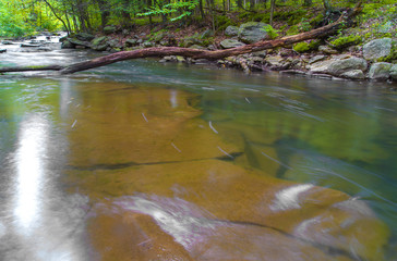 Long Exposure Photography, Stream Flowing Through Pennsylvania Forest