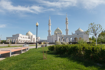 White mosque under construction in Bolgar, Tatarstan, Russia