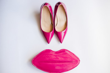 Pink shoes, cosmetics and accessories.