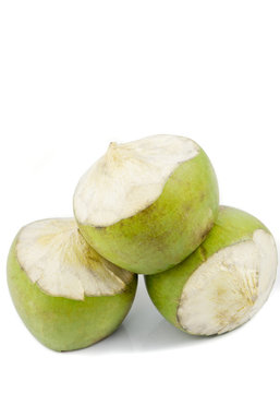 Green coconut truit isolated on white background