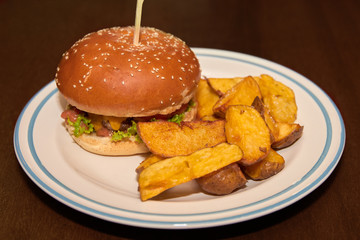 Burger and fries