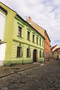 Colored facades in the old town of Bratislava.