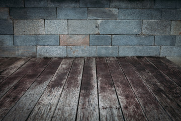 Concrete brick wall and wood floor