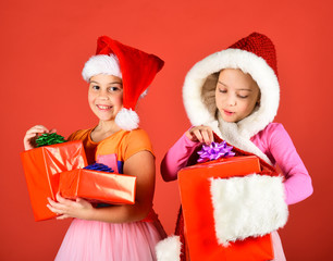 Girls celebrate Christmas. Children with happy faces