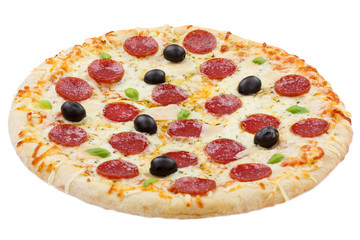 Pizza Pepperoni Peperoni Salami freigestellt Freisteller isoliert