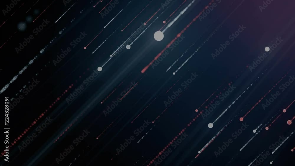Poster abstract motion graphic background with animation falling glittering particles as meteor rain. 4k, u