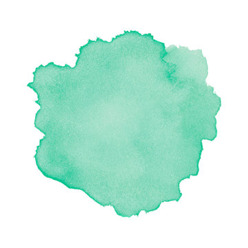 Green abstract watercolor isolated on white background. Editable design element for banner, poster, cover, brochure, flyer. 