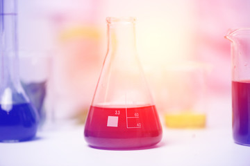 flask of water solution in science laboratory