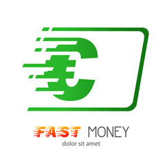 Logotipo FAST MONEY con billete euro en color verde