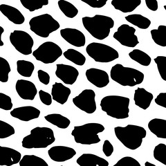 Fototapeta na wymiar Giraffe skin spots seamless black and white vector pattern.