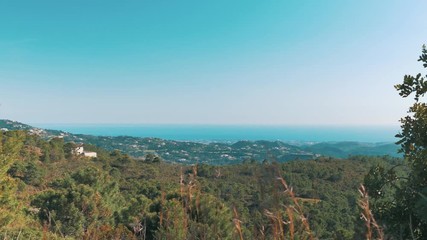 4K 25fps pan right. Andalusia coast view from the hill
