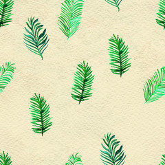Seamless pattern With Tropical leaves. Watercolor Background. Floral Hand Painted colorful illustration.