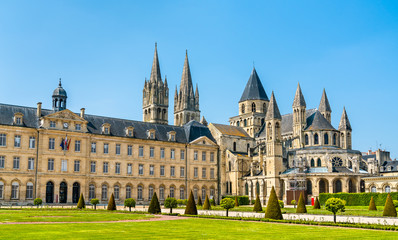 The city hall and the Abbey of Saint-Etienne in Caen, France - obrazy, fototapety, plakaty