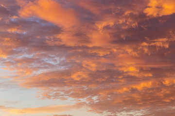 Background with the texture of clouds at sunset. Heavenly landscape. Beautiful morning sky painted...