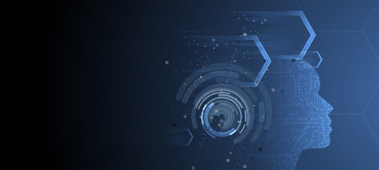 Artificial intelligence. Technology web background. Virtual concept