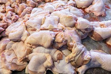 Fresh chicken products sell in the market