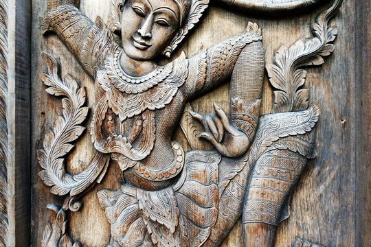 Thai wood carving background