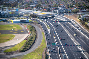 Aerial view of Melbourne interstate main road, Australia