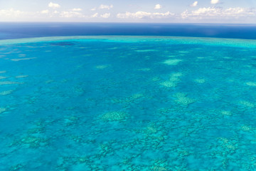 Fototapeta na wymiar Amazing aerial overhead view of Queensland Coral Reef, Australia