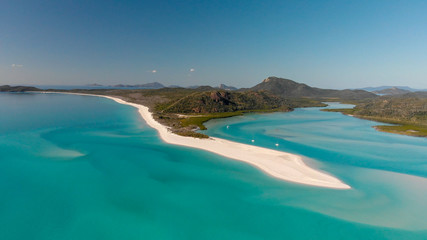 Aerial view of Whitehaven Beach from Hill Inlet on a sunny morning, Queensland - Australia