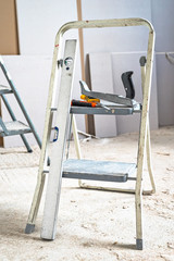 Interior of room during of install of plasterboard.