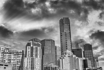 Skyscrapers view from Yarra river, Melbourne