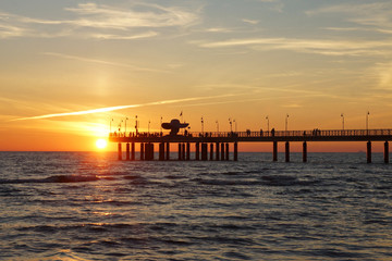 bridge in the sunset in tuscany