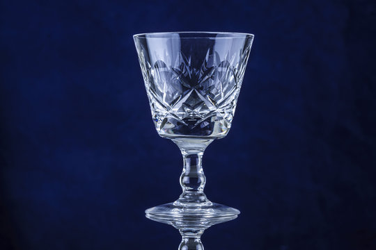 Old cut glass lead crystal goblet