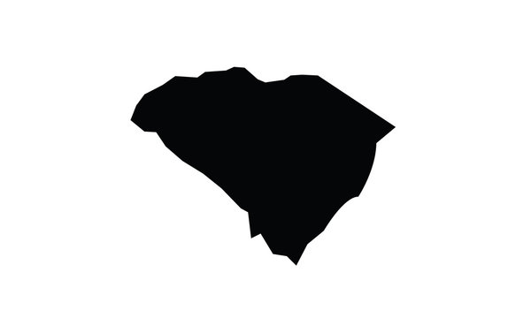 South Carolina outline map black USA state borders black vector illustration