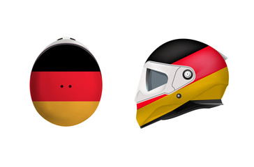 White motorbike classic helmet with Germany Flag. Front, back and side view