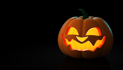 Halloween Pumpkin on a dark background with copy space CGI 3D