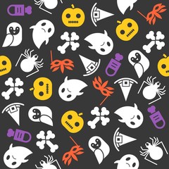 Halloween seamless pattern, flat design with clipping mask