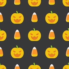 Halloween seamless pattern, flat design with clipping mask