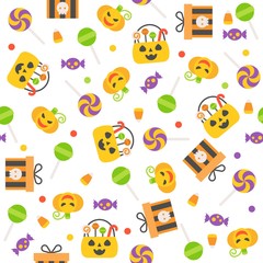 Halloween seamless pattern, flat design with clipping mask