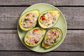 Avocado stuffed with salad