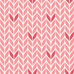 Seamless vector chevron pattern with abstract floral elements painted in polka dot style in pink colors