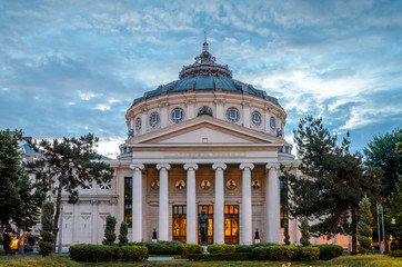 Fototapeta na wymiar Bucharest atheneum in the morning light