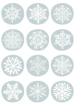Greeting card with a set of  snowflakes